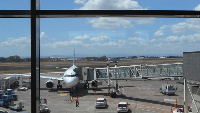 Glass windows in airport